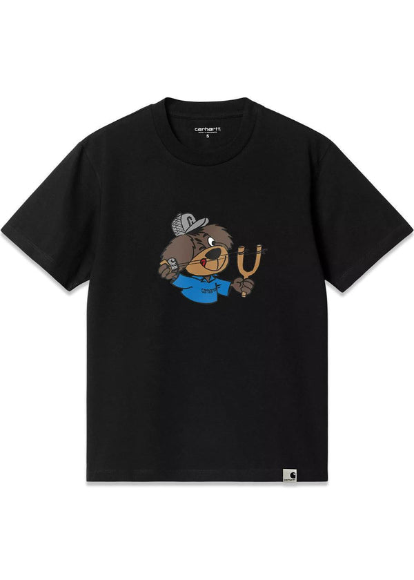 W' S/S Slingshot T-Shirt - Black-T-shirts-Carhartt WIP-Butler Loftet