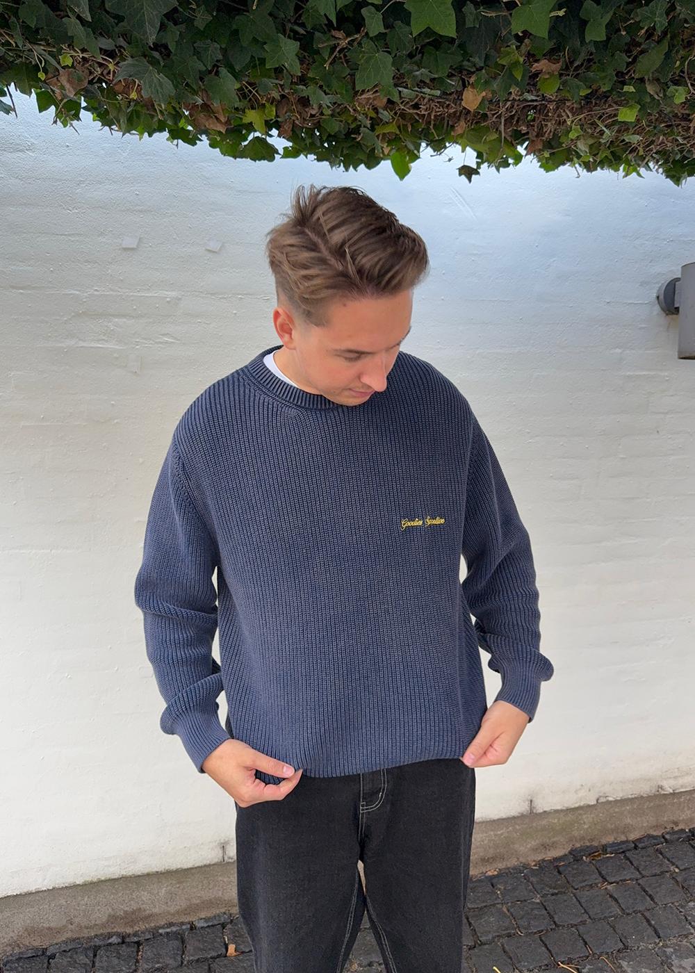 WASHED INSIGNIA PREMIUM KNIT - Blue/Mustard-Knitwear-Goodies Sportive-Butler Loftet