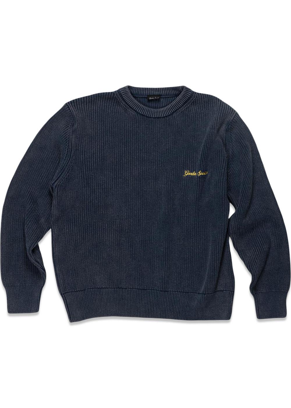 WASHED INSIGNIA PREMIUM KNIT - Blue/Mustard-Knitwear-Goodies Sportive-Butler Loftet