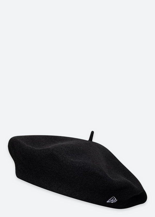 WOOL SCRIPT BERET - Black