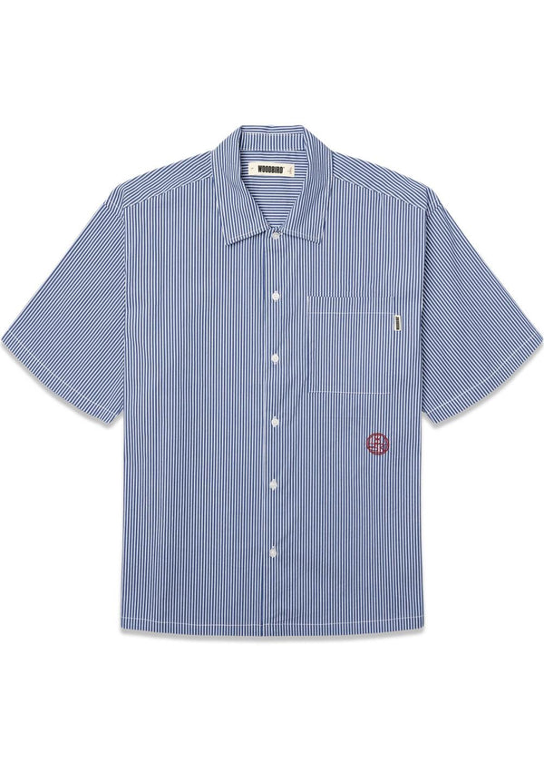 Wang Stripe EMB Shirt - Blue-White-Shirts-Woodbird-Butler Loftet