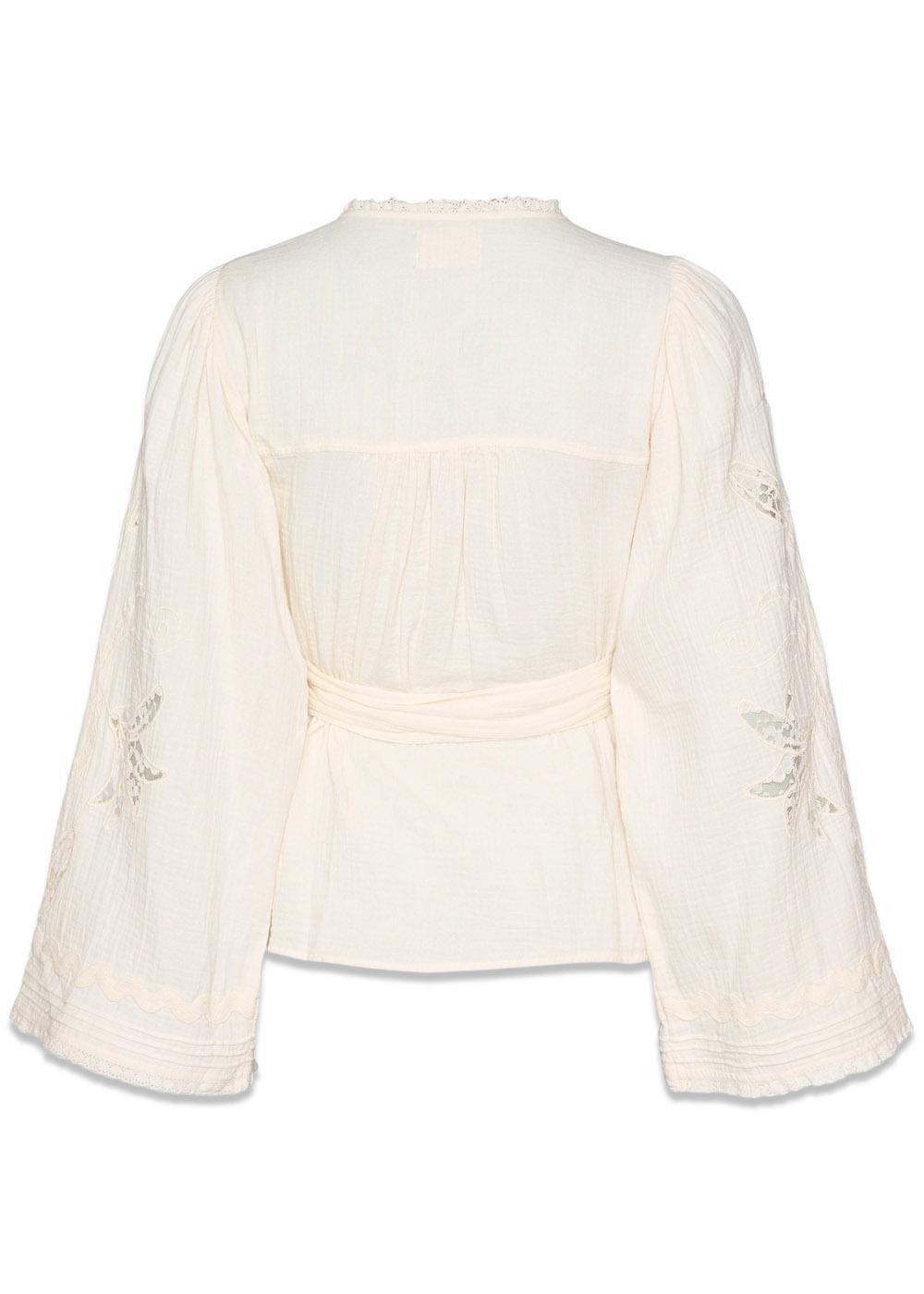 Winfrey Wrap Top - Off White-Blouses-Sissel Edelbo-Butler Loftet