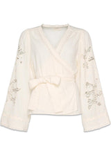 Winfrey Wrap Top - Off White-Blouses-Sissel Edelbo-Butler Loftet