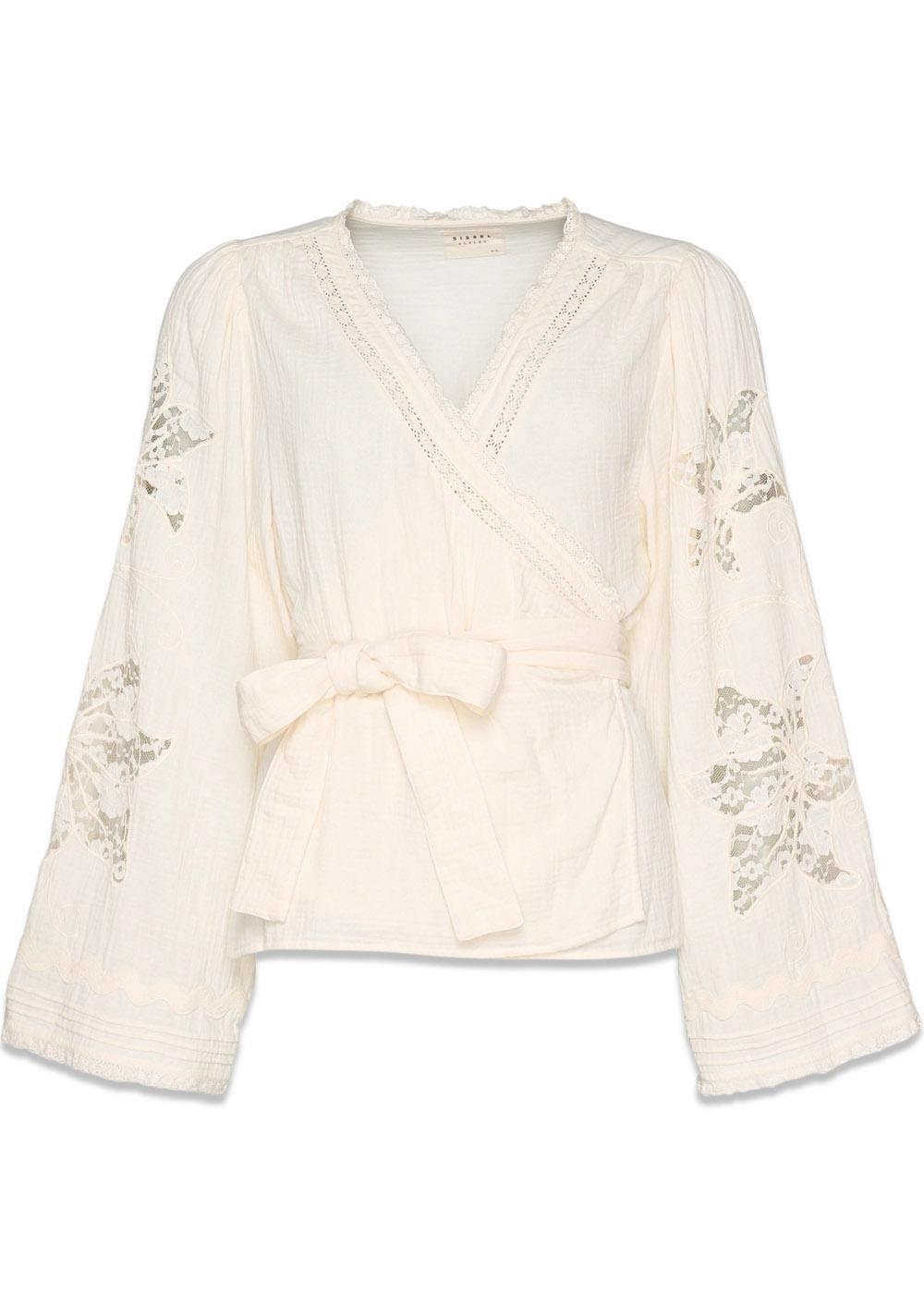Winfrey Wrap Top - Off White-Blouses-Sissel Edelbo-Butler Loftet