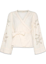 Winfrey Wrap Top - Off White-Blouses-Sissel Edelbo-Butler Loftet