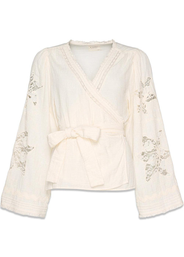 Winfrey Wrap Top - Off White-Blouses-Sissel Edelbo-Butler Loftet