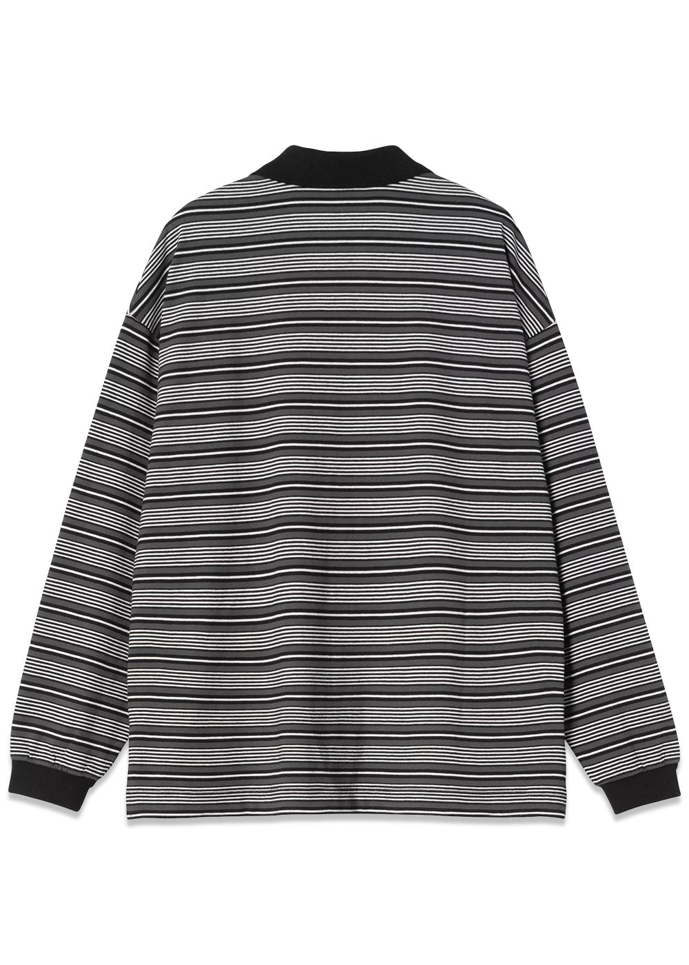 Women's L/S Largo Polo T-Shirt - Largo Stripe, Black-Blouses-Carhartt WIP-Butler Loftet