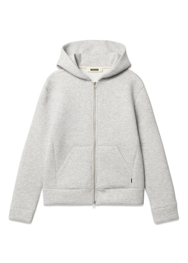 Wuji Scuba Zip Hoodie - Light Grey Melange-Sweatshirts-Woodbird-Butler Loftet
