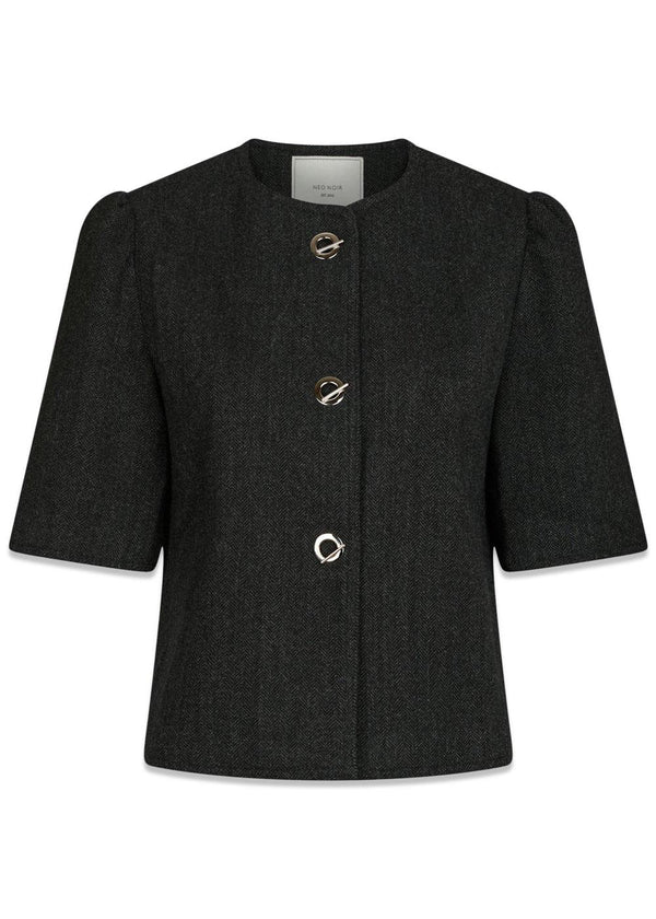 Xanthe Herringbone Blazer - Dark Grey-Blazers-Neo Noir-Butler Loftet