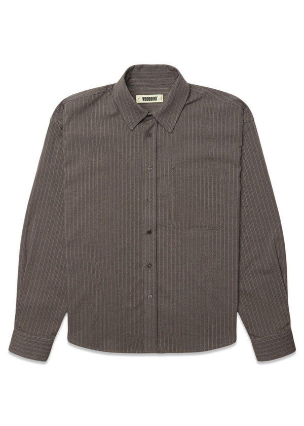 Xing HB Stripe Shirt - Dark Grey-Shirts-Woodbird-Butler Loftet