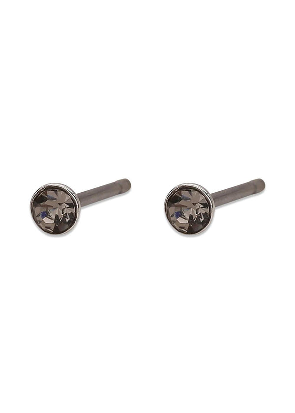 YANA micro crystal earstuds grey/silver-plated - Silver Plated-Jewellery-Pilgrim-Butler Loftet