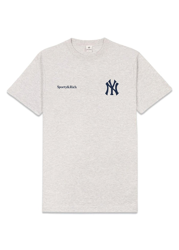 Yankees Curve T-Shirt - Heather Grey-T-shirts-Sporty & Rich-Butler Loftet
