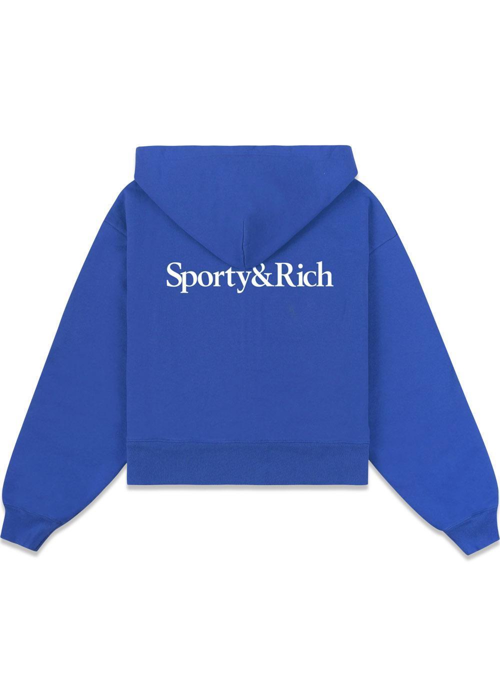 Yankees Serif Cropped Zip Hoodie - Team Blue-Hoodies-Sporty & Rich-Butler Loftet