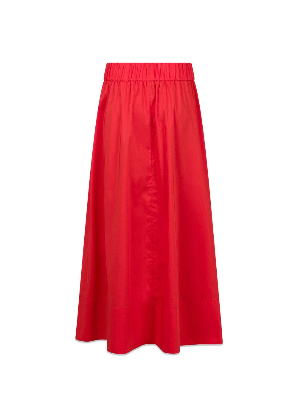 Yara Long Poplin Skirt - Red