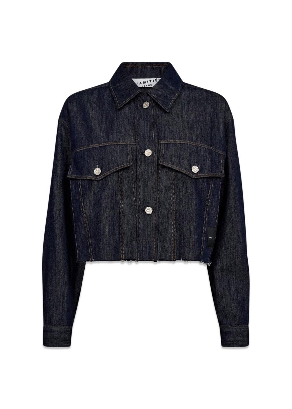 Denim Cargo Crop Shirt - Dark Denim