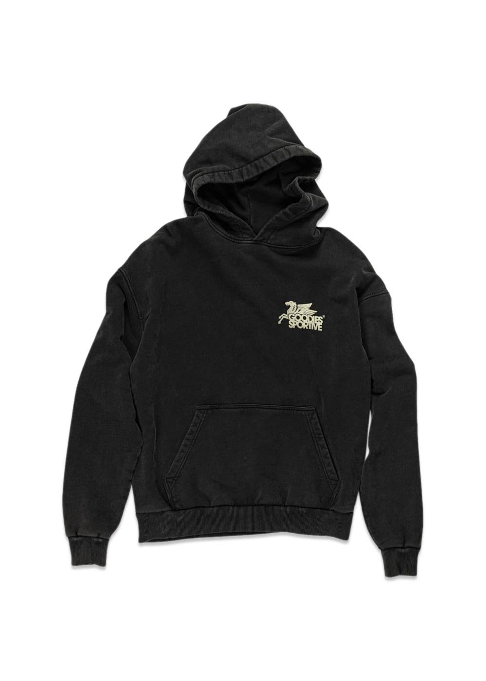 VINTAGE BLACK PEGASUS HOODIE - Black Stone Washed