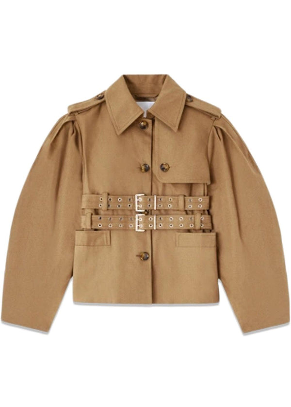 Workwear Canvas Short Peplum Jacket - Ermine