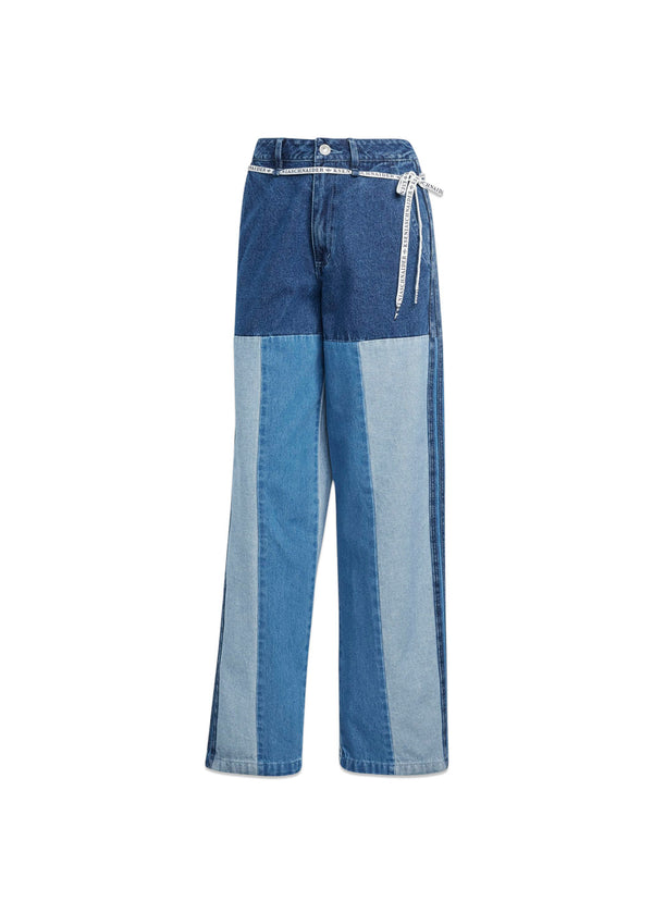 KSENIASCHNAIDER PATCHWORK JEANS - Indigo Denim / Medium Blue Denim / Light Denim