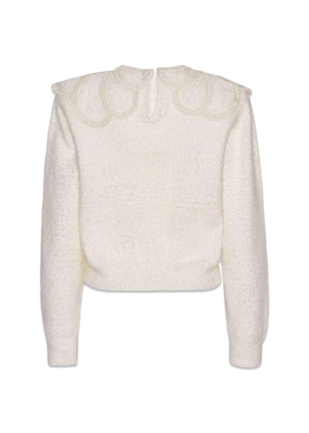 Lace Collar Knit Sweater - Blanc De Blanc