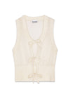 Light Mohair Tie String Vest - Egret