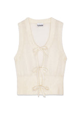 Light Mohair Tie String Vest - Egret