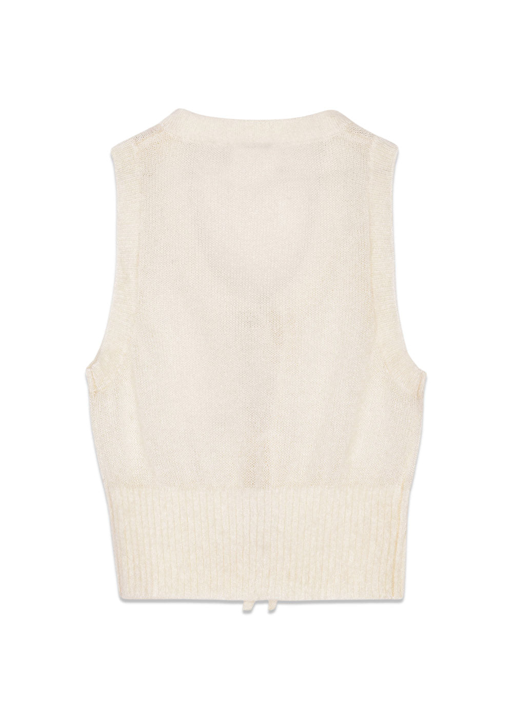 Light Mohair Tie String Vest - Egret