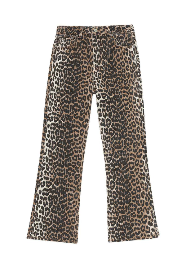 Print Denim Betzy Cropped - Leopard