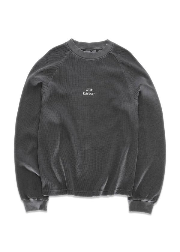 OVERSIZED WAFFLE LS - Stone Black