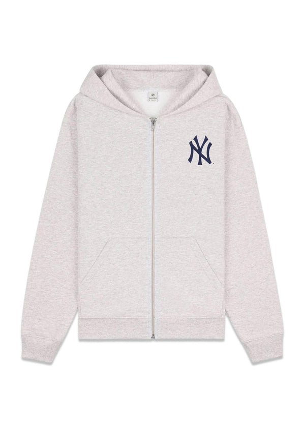 Yankees Serif Zip Hoodie - Heather Gray